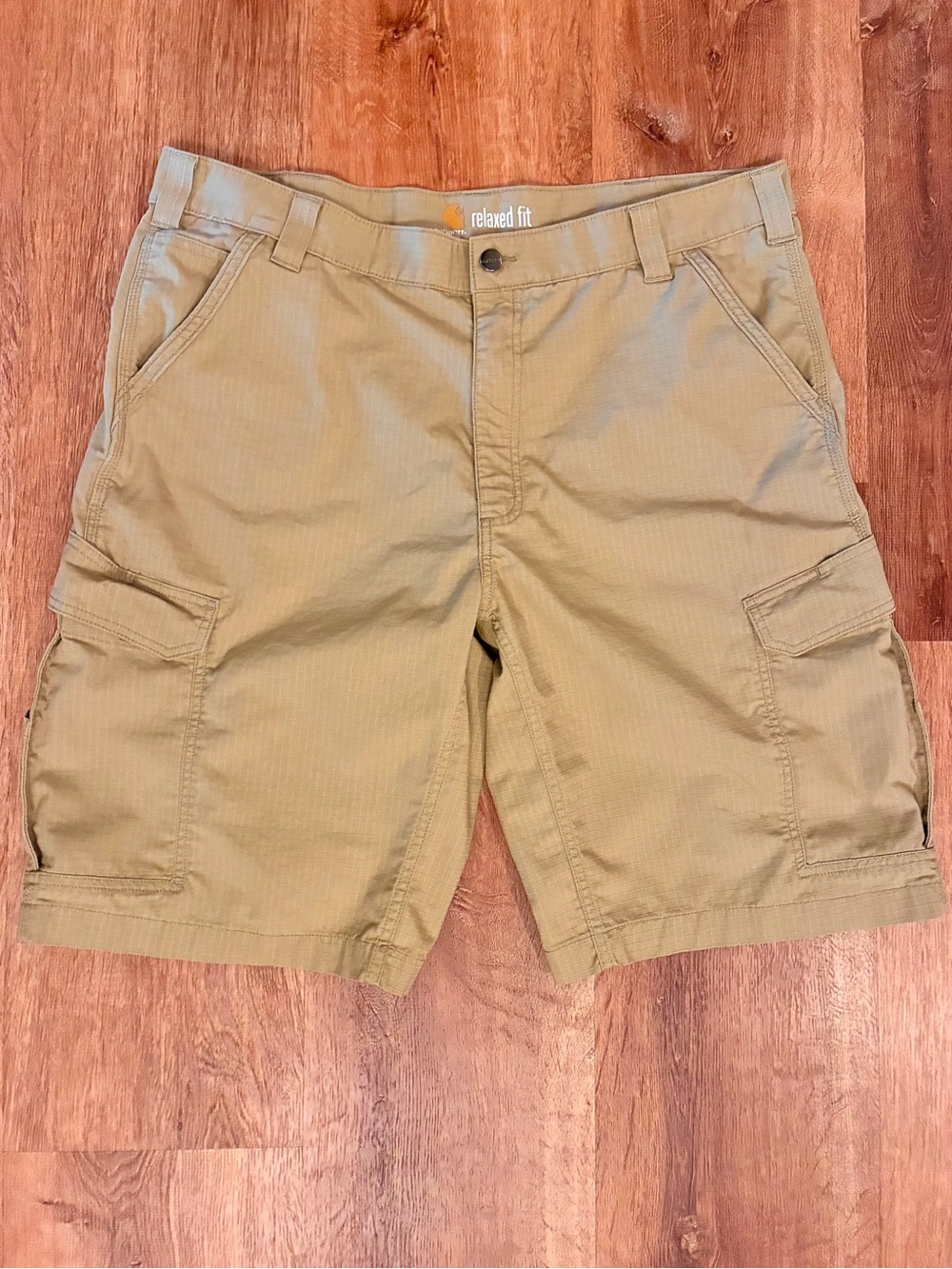 Carhartt 40w Force Braxton Cargo Short Relaxed Fit Dark Khaki Ripstop Rugged